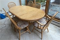 KITCHEN WOOD DINETTE TABLE AND 7 CHAIRS (2