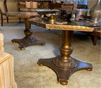 PAIR OF OCTOGON GOLD TABLES 16HX22W
