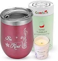 Wine Tumbler with Candle Gift Set "Be Kind"