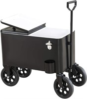 Sunjoy Audrey 60 Quart Cooler Cart, Black