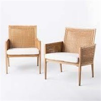 2pk Wicker & Faux Wood Patio Accent Chairs