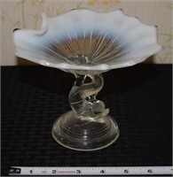 EAPG Northwood opalescent glass dolphin compote