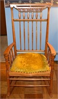 Vintage solid maple 40.5" spindle rocking chair