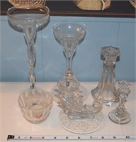 (6) Clear Glass candle holders