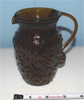 Vtg amber glass Owl small pitcher