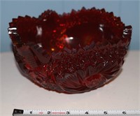 Vtg amberina pinwheel glass sawtooth bowl
