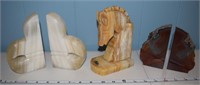Lot of vintage Agate + bookends incl single horse