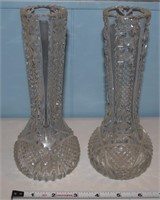 Pair matched antique ABP cut glass vases