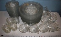 Set of vintage clear bubble hobnail glass dishes