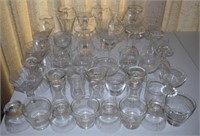 Large lot of vintage clear glass stemware