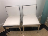 White Leather Chrome Frame Side Chairs