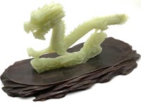 Serpentine Jade Carved Asian Dragon Figure.