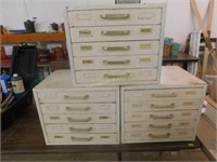 3-5dwr metal hardware cabinets w/contents