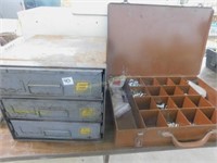 metal parts cabinet w/3 dwrs, metal storage box