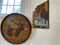elk & wolf paintings on wood  by Heichel