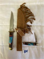 Dy-Navajo sheath knife; Schrade pocket knife