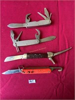 4-Camillus knives (2 1991 US utility, 1 Seaman's