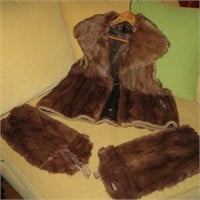 Mink Fur Vest with Matching Leg Warmers