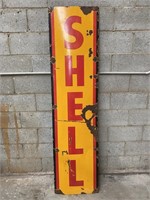 Original Shell enamel vertical sign