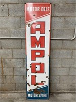 Original Ampol enamel vertical sign