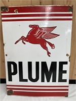 Original Plume enamel bowser sign approx 50 x 36cm