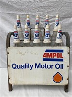 Ampol oil bottle rack complete bottles, tops, caps
