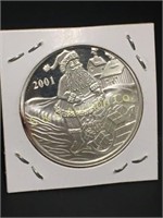 2001 Christmas 1 troy oz. .999 silver coin