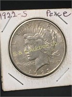 1922 S Peace silver dollar