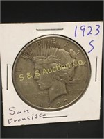 1923 S Peace silver dollar