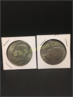 1971 & 1972  D Eisenhower Dollar coins