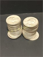1 roll of silver quarters 1940's-1964  40 pcs