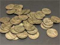 1 roll Jefferson nickels 1942-1945  silver  40 pcs