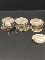 30 pcs washington silver quarters 1940-1964