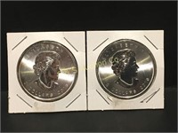 2- 2016 maple leaf canada $5 coins  1 oz. silver