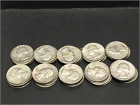 40- silver washington quarters all 1964 & earlier