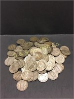 100 Jefferson war nickels  1 money