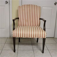 Red Striped Vtg Upholstered Chair