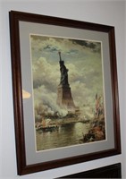 "Unveiling the Statue" framed and matted print