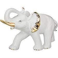 4.1 Inch Feng Shui Elephant, White w/ Gold