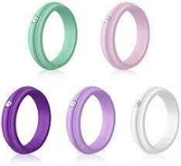 Silicone Rings With Fake Diamonds, 5 Pcs