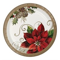 Special Occassian Poinsettia Disposable Plates