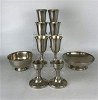 Boardman Colonial Pewter Goblets, Bowls &