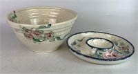 Stoneware Bowl and Chip and Dip Platter, Lot of 2
