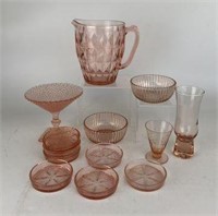 Assortment of Pink Depression Glass