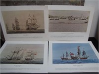 Portfolio of 4 Famous Naval Battles Prints