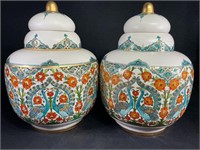 Pair of Turkish Ginger Jars W/ Lids