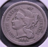1865 3 CENT PIECE  F