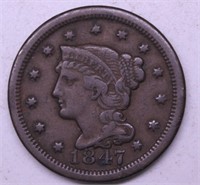 1847 LARGE CENT N4 R3 VF