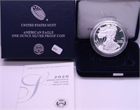 2020 PROOF SILVER EAGLE W BOX PAPERS