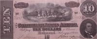 1864 10 $ CONFEDERATE NOTE  VF